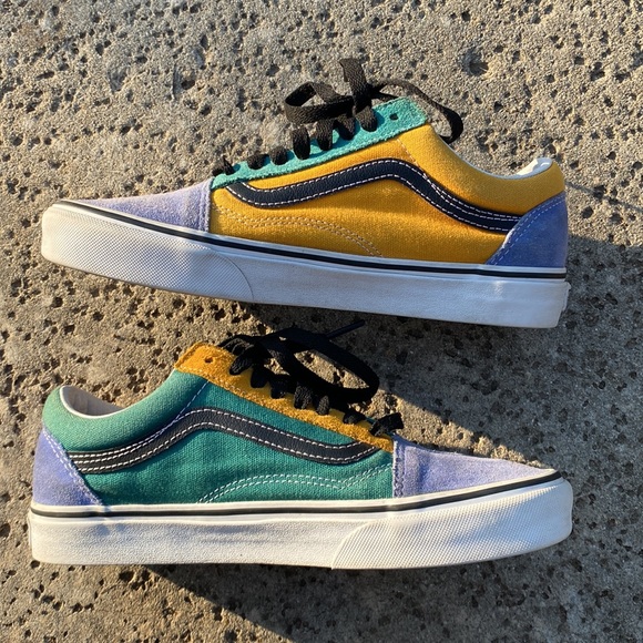 Retro old School multi color vans sz 7 men 8.5 woman shoes - Picture 6 of 8